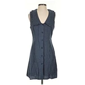 Caroline Constas Blue Polka Dot Linen Blend Sleeveless Mini Dress Size 6